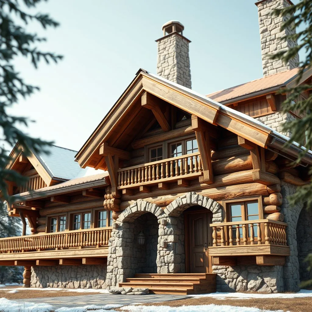 maison en bois et en pierre